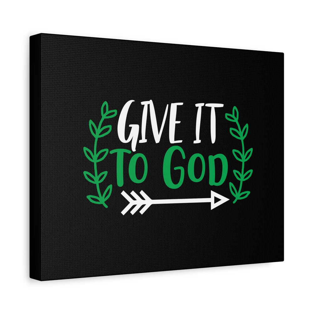 Scripture Canvas Give It To God Psalm 55:22 Green Christian Wall Art Bible
